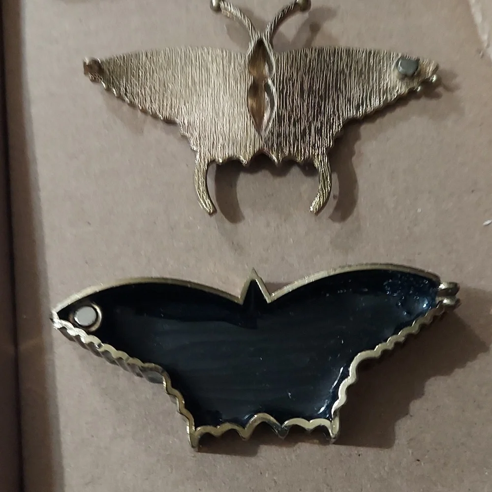 Vintage Butterfly  Inlay Rhinestone Brass Trinket decor Box